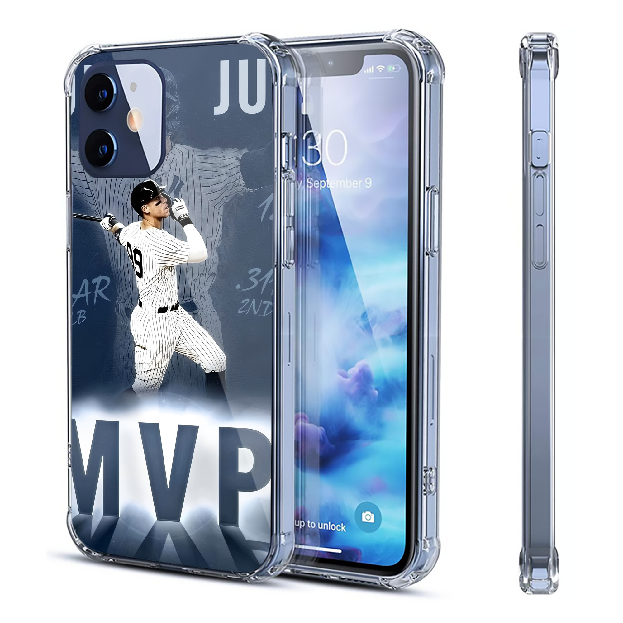 Aaron Judge MVP Clear IPhone 12 Case – Soft TPU With UV Print – Enhanced Drop Protection, Precise Fit, Anti-Fingerprint, Customizable Design, Scratch-Resistant, Yellow-Resistant